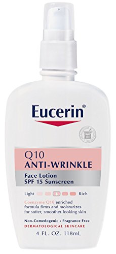 Eucerin Sensitive Facial Skin Q10 Anti-Wrinkle Sensitive Skin Lotion, Broad Spectrum SPF 15, 4 Ounce (Pack of 2)